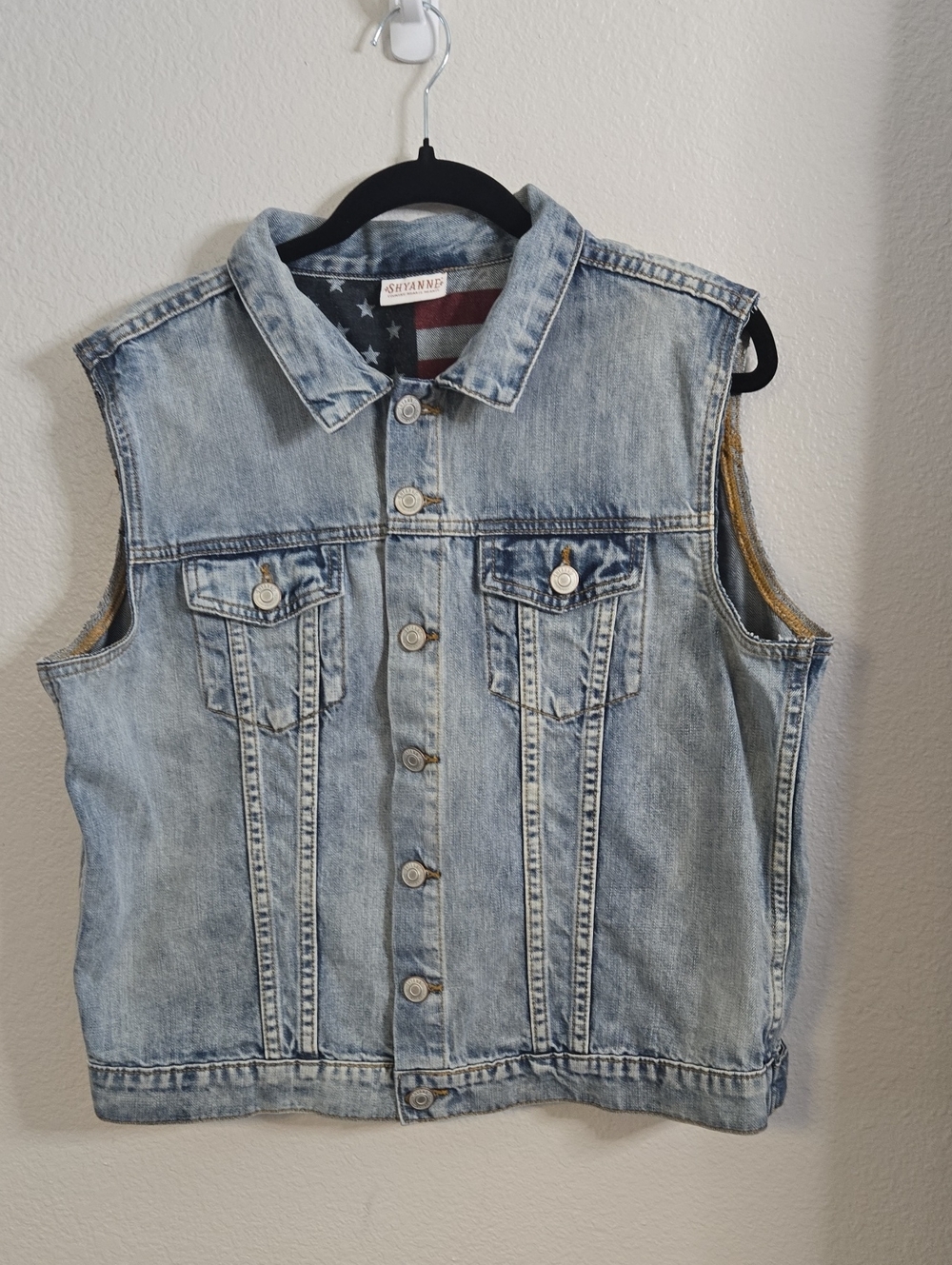 Shyanne Light Blue Washed Denim Vest with Star Liner
